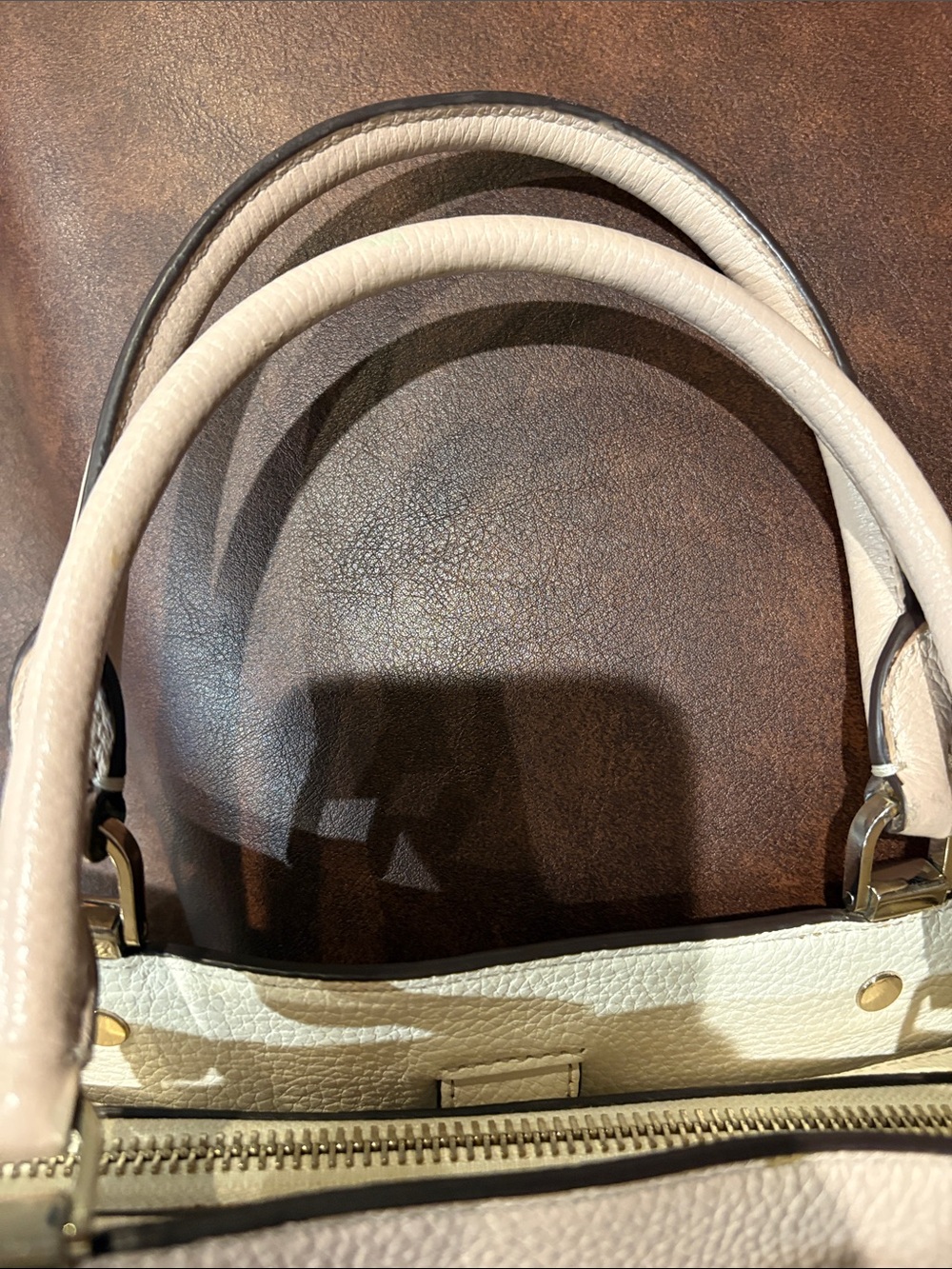 kate spade Pebbled Leather Satchel in Pale Pink/light sand Trim, gold hardware - Picture 12 of 12